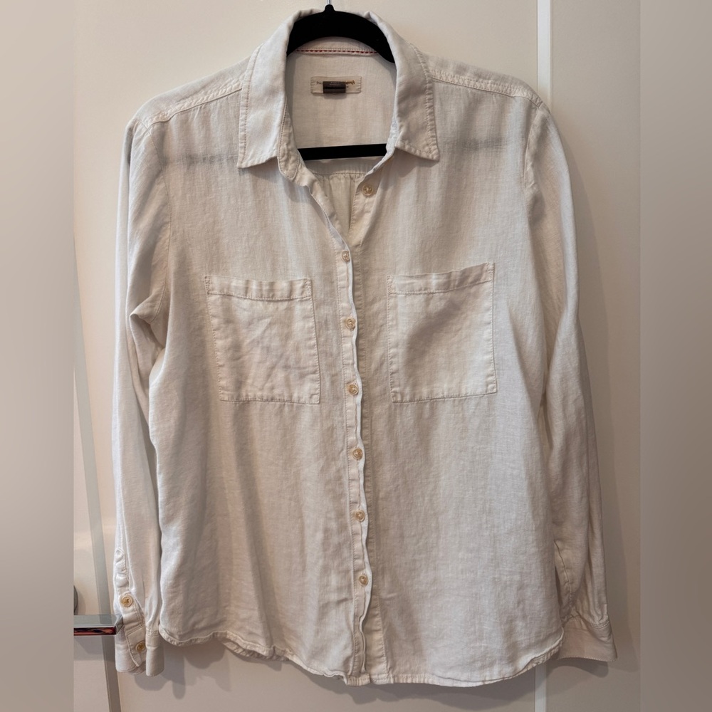Pilcro by Anthropologie White linen button down top